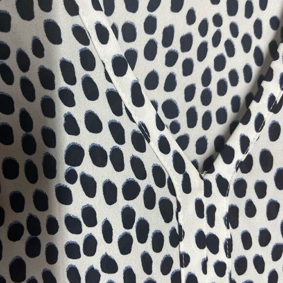 J. Crew white black blue v neck blouse top long sleeve, size 00 petite - Picture 4 of 11